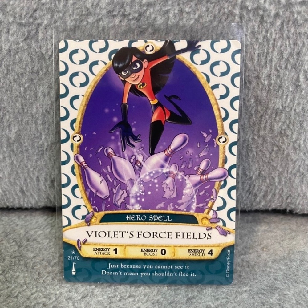 Disney Sorcerers Magic Kingdom Card Violet's Force Fields 21/70 Pixar EUC